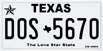 TX license plate DOS5670