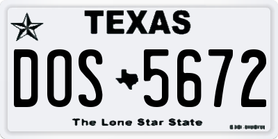 TX license plate DOS5672