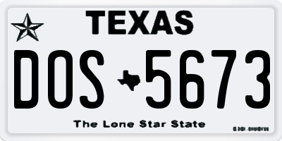 TX license plate DOS5673
