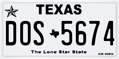TX license plate DOS5674