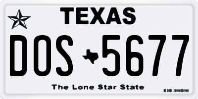 TX license plate DOS5677