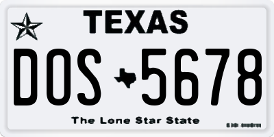 TX license plate DOS5678