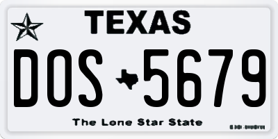 TX license plate DOS5679