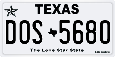 TX license plate DOS5680