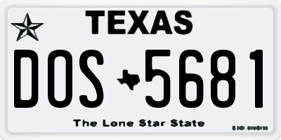 TX license plate DOS5681