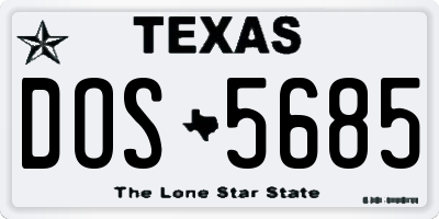 TX license plate DOS5685