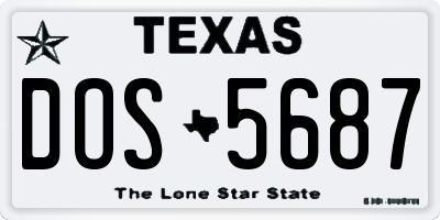TX license plate DOS5687