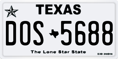 TX license plate DOS5688