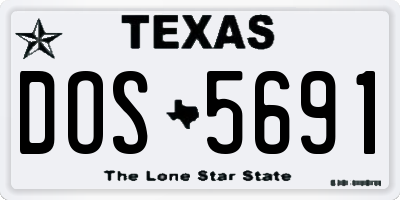 TX license plate DOS5691