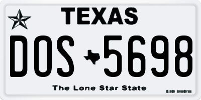 TX license plate DOS5698