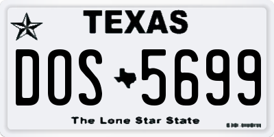 TX license plate DOS5699
