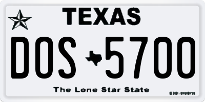 TX license plate DOS5700