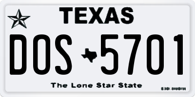 TX license plate DOS5701