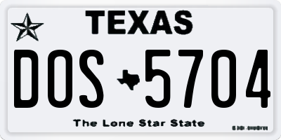 TX license plate DOS5704