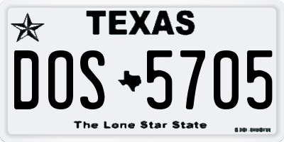 TX license plate DOS5705