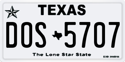 TX license plate DOS5707