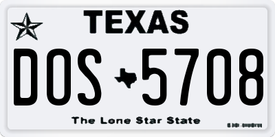 TX license plate DOS5708