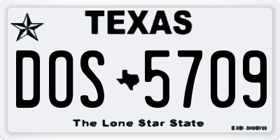 TX license plate DOS5709
