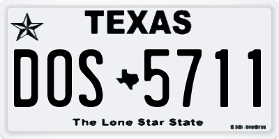 TX license plate DOS5711