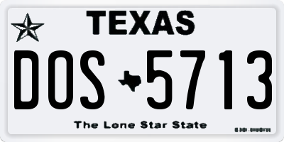 TX license plate DOS5713