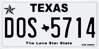 TX license plate DOS5714