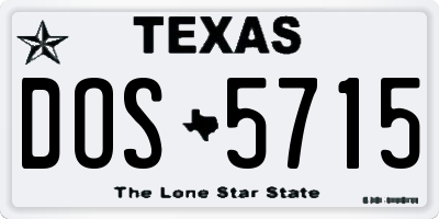 TX license plate DOS5715