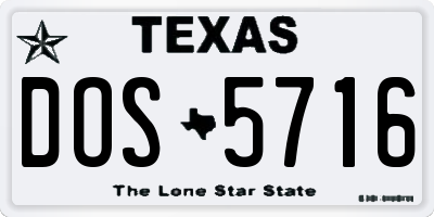 TX license plate DOS5716