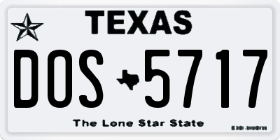 TX license plate DOS5717