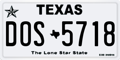 TX license plate DOS5718
