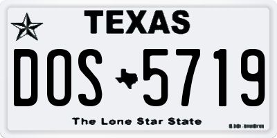 TX license plate DOS5719