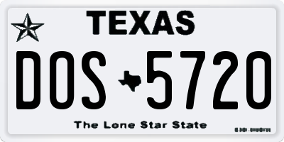 TX license plate DOS5720