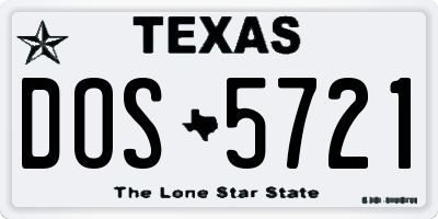 TX license plate DOS5721