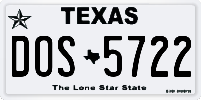 TX license plate DOS5722