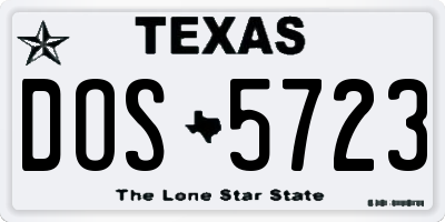 TX license plate DOS5723