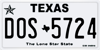 TX license plate DOS5724