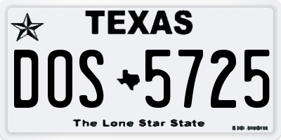 TX license plate DOS5725