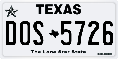 TX license plate DOS5726