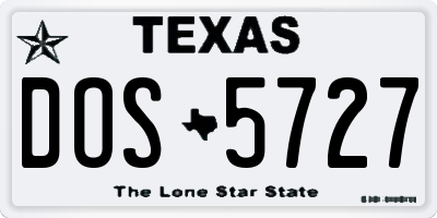 TX license plate DOS5727