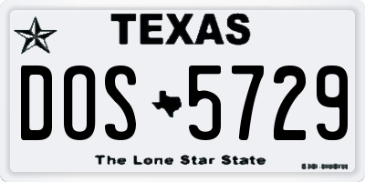 TX license plate DOS5729