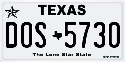 TX license plate DOS5730