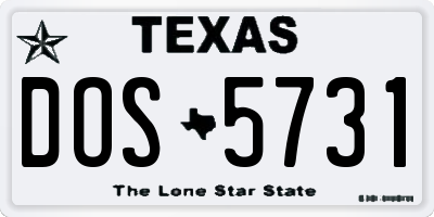 TX license plate DOS5731