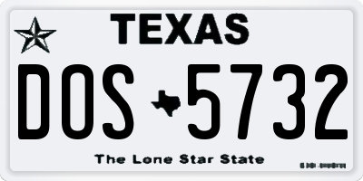 TX license plate DOS5732
