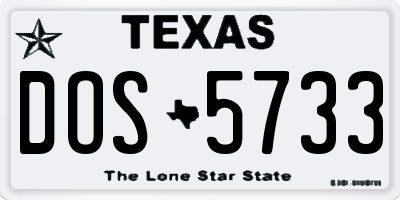 TX license plate DOS5733