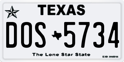 TX license plate DOS5734