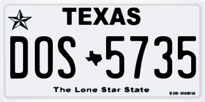 TX license plate DOS5735