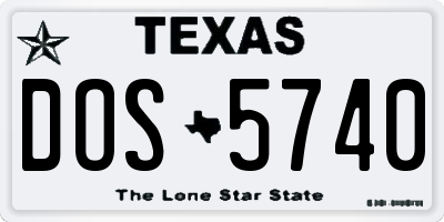 TX license plate DOS5740