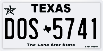 TX license plate DOS5741