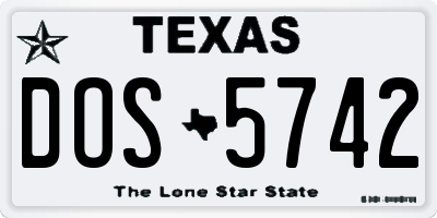 TX license plate DOS5742