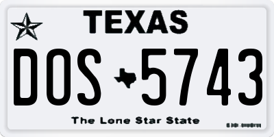 TX license plate DOS5743