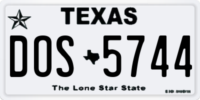 TX license plate DOS5744